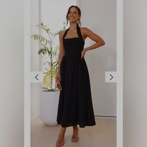 Black Halter Midi Dress